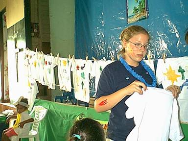 Jenny distributes the fresh shirts