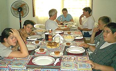 The gang, ready to eat